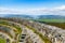 View on Irish landscape of counte Donegal, Northern Ireland from fort Grianan of Aileach