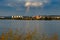 View of Irkutsk city in Russia with rainbow and river in the morning