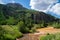 View of a iron rich stream water creek in Colorado Mountains