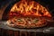 view Irresistible aroma Gourmet pizza freshly baked in a brick oven