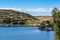 View of the Isla del Sol on Lake Titicaca in Bolivia on Lake Tit