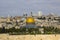 A view of the Islamic Dome of the Rock mosque from the ancient Mount of Olives situated to the East of the old city of Jerusalem