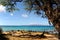 View of the island of Lanai from Little Beach on the island of Maui, Hawaii.