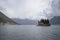 View from the island of Our Lady of the Rock, of the Island of Saint George in the Bay of Kotor in the Adriatic, Montenegro