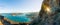 View of the island of Spinalonga with calm sea. Here were isolated lepers, humans with the Hansen`s desease, gulf of Elounda.