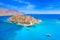 View of the island of Spinalonga island, Elounda, Crete, Greece.