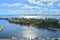 View of island Tverdysh and Vyborg gulf from St. Olav\'s Tower in Vyborg Castle, Russia