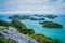 View of Islands and cloudy sky from viewpoint of Mu Ko Ang Thong National Marine Park near Ko Samui in Gulf of Thailand