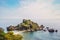 View of Isola Bella, on the coast of Taormina, island of Sicily