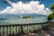 View of the Isola Bella in the Lake Maggiore in Italy from a promenade along the coastline