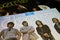 View on isolated vinyl records collection from the american rock band The Doors