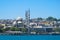 View of Istanbul city mosque on Bosphorus coast, Turkey