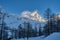 View Italian Alps and Matterhorn Peak in December, Breuil-Cervinia, Valle d`Aosta, Italy