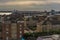 A view from the Itchen Bridge over the rooftops towards Ocean Village in Southampton, UK