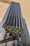 View of jagged facade of Trump Tower building in New York city.