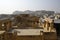 View of Jaisalmer Golden Fort  from roof top of Kothari`s Patwon ki Haveli, Jaisalmer, Rajasthan, India