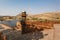 View from Jaswant Thada at the hills, pond and telecom tower, Jodhpur, Rajasthan, India