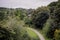 View of Jesmond Dene woodlands park from Armstrong Bridge during summer, Newcastle upon Tyne