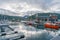 View of jetty and boats in port of Tromso, Norway