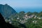 View from Jinguashi Shrine, Mountain Ocean temple, and residential buildings