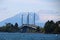 View of the John O`Connell Bridge in Sitka with Mount Edgecumbe in the background, Alaska