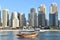 View of Jumeirah Beach Residences from Bluewaters Island in Dubai, UAE