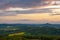 View on Kaczawskie mountains during sunset in Poland