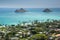 View of Kailua and the islands off the coast from the Lanikai Pillboxes Trail