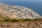 View of the Kamari resoer, Mesa Vouno mountain, Santorini, Greece