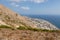 View of the Kamari resoer, Mesa Vouno mountain, Santorini, Greece