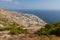 View of the Kamari resoer, Mesa Vouno mountain, Santorini, Greece