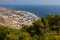 View of the Kamari resoer, Mesa Vouno mountain, Santorini, Greece