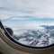 View of the Kamchatka mountains from the airplane porthole