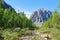 View Karatash peak and Aktru glacier. Altai Republic. Russia