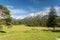 view on the karwendel mountains at the chapel of queen maria in Germany, Bayern-Bavaria, near the alpine town of Mittenwald