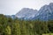 view on the karwendel mountains in Germany, Bayern-Bavaria, from the alpine town of Mittenwald