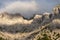 view on the karwendel mountains in Germany, Bayern-Bavaria, from the alpine town of Mittenwald