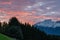 View of the Karwendel mountains shortly after sunset.