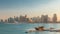 View from Katara Beach timelapse in Doha, Qatar, towards the West Bay and city center