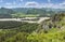 View of the Katun river valley, Altai. Sunny day in early summer.