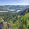 View of the Katun river valley, Altai. Sunny day in early summer.