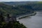 The view of Katz Castle, the Rhine and the Loreley near St. Goarhausen