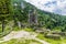 A view from the keep across the ruins of the Stone Castle on the outskirts of the town of Begunje na Gorenjskem, Slovenia