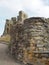 view of the keep and wall of the ruined historic Scarborough castle in yorkshire