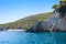 View of  Keri blue caves  in Zakynthos Zante island, in Greece