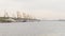 View of Khimki Reservoir. Moscow river north cargo port