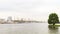 View of Khimki Reservoir. Moscow river north cargo port