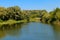 View on the Khorol river in Myrhorod, Ukraine