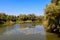 View on the Khorol river in Myrhorod, Ukraine