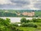 View Khotyn fortress from left bank of Dniester river, Ukraine